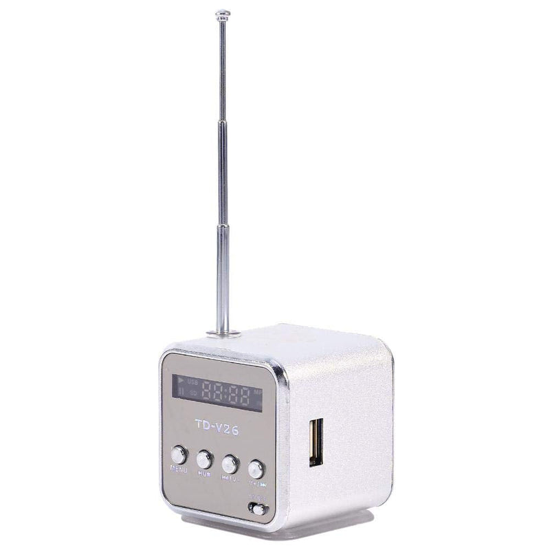  [AUSTRALIA] - Mini Speaker Music Player Portable FM Radio Stereo Speaker PC Fashion Support TF Card and U Disk(Silver)