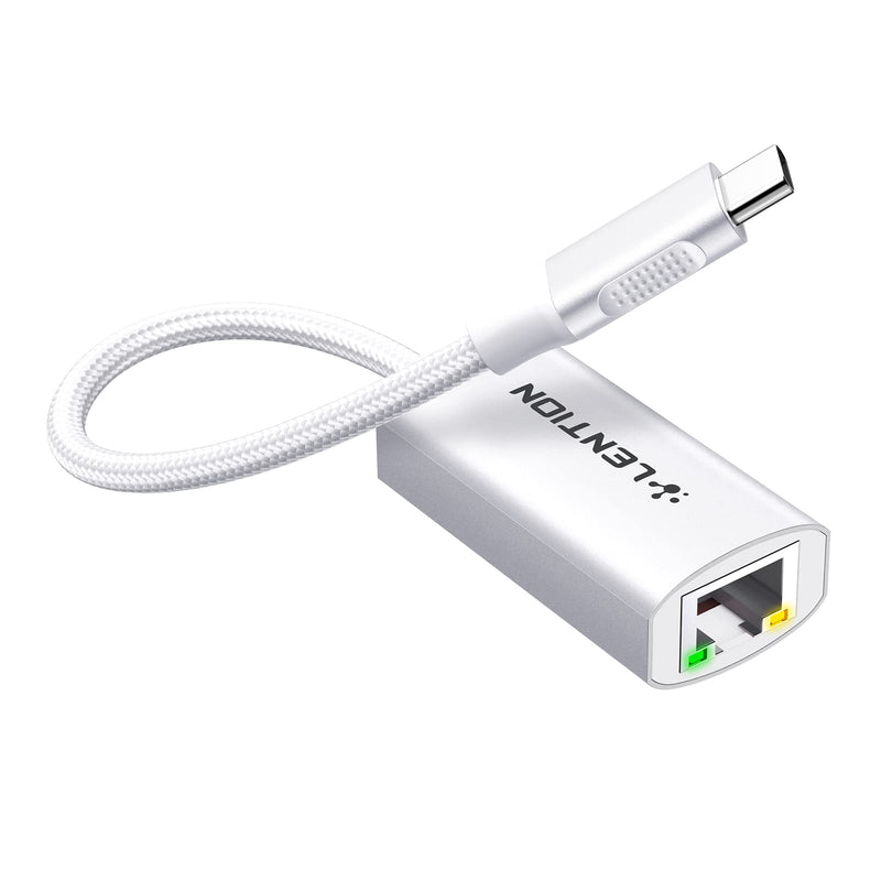  [AUSTRALIA] - LENTION USB C to Ethernet Adapter, RJ45 to Type C Gigabit Network 1000M Wired LAN Converter Compatible 2023-2016 MacBook Pro 13/15/16, New iPad Pro/Mac Air/Surface, Chromebook, More (CU604, Silver)