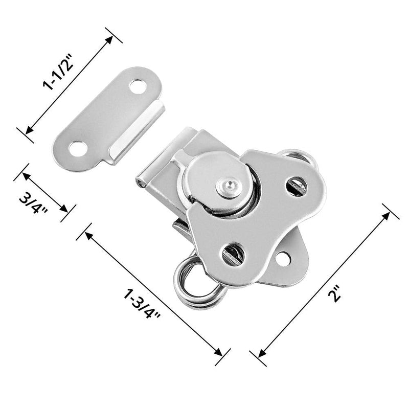  [AUSTRALIA] - QWORK Stainless Steel Twist Latch, 2 Pack 2" x 1-1/2" Latches with Keeper and Spring Butterfly Draw Latch for Case Box 2" x 1-1/2"