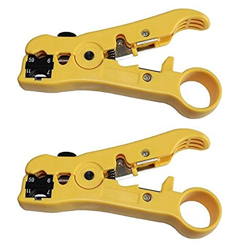  [AUSTRALIA] - Pack 2pcs Universal Cable Wire Stripper Cutter Stripping Tool for Flat or Round UTP Cat5 Cat6 Wire Coax Coaxial