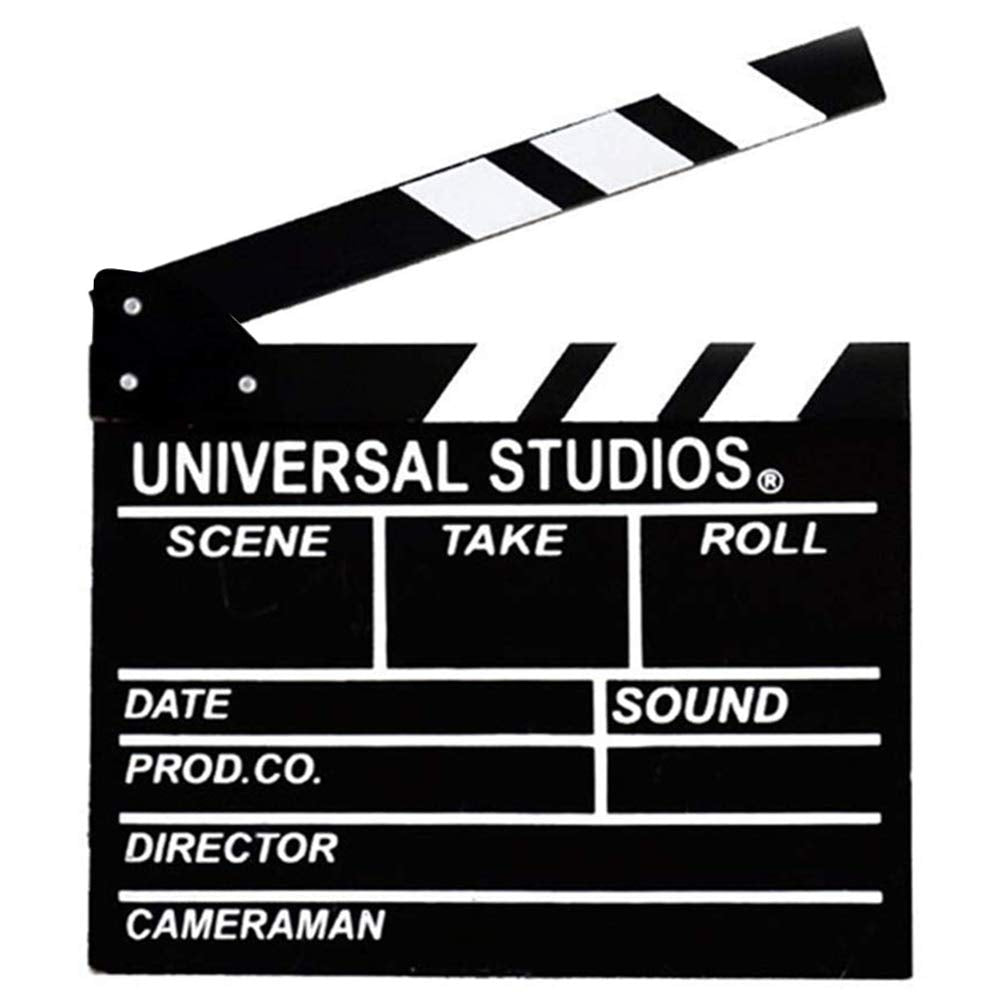  [AUSTRALIA] - Movie Film Clap Board, 12"x11" Hollywood Clapper Board Wooden Film Movie Clapboard Accessory with Black & White