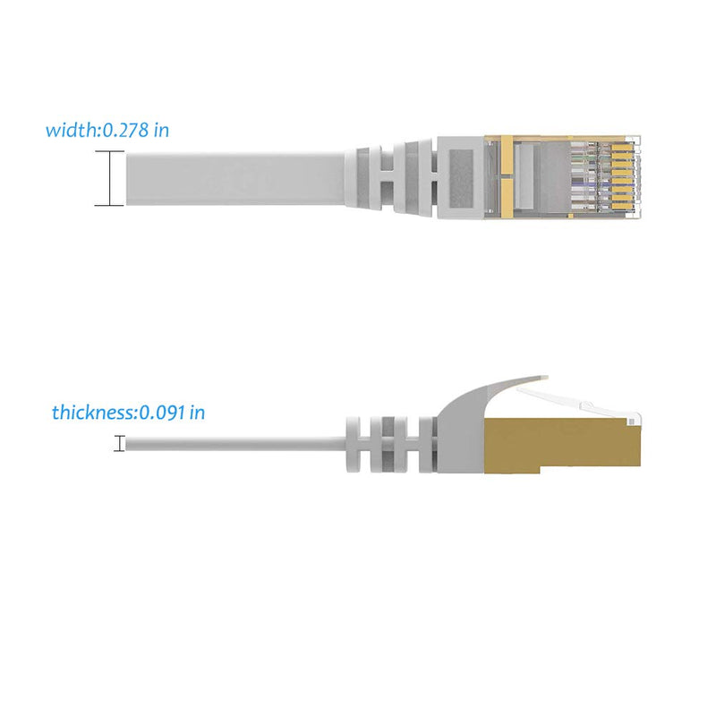 Cat7 Ethernet Cable 50 ft Shielded (STP), AULLOV High Speed Flat RJ45 Cat-7/Category 7 Internet LAN Computer Patch Cord Cable, Faster Than Cat5/Cat6-50 Feet White (15 Meters) White-50ft - LeoForward Australia