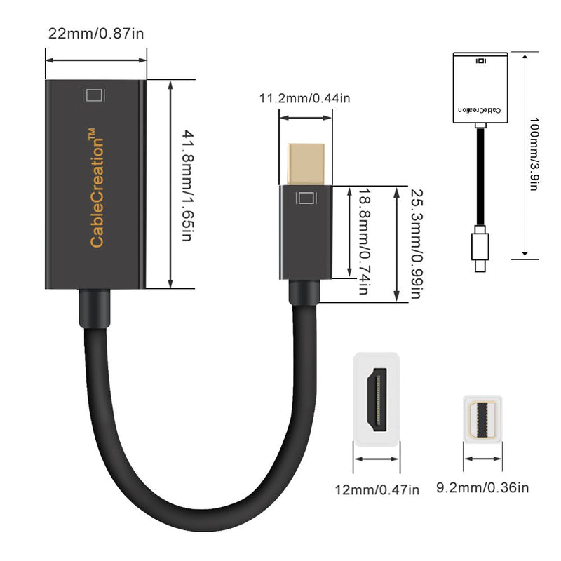  [AUSTRALIA] - Active Mini DisplayPort to HDMI Adapter 4K, CableCreation Mini DP (Thunderbolt Compatible) to HDMI Male to Female Converter Compatible for MacBook Air/ Pro, iMac, Surface Pro, Black Active