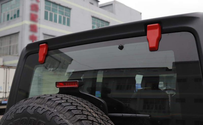 Rear Tail Door Window Hinge & Rear Rain Wiper Nozzle Decorative Cover Trim for Jeep Wrangler JL 2018+ Red Rear Window Hinge & Nozzle Decor - LeoForward Australia