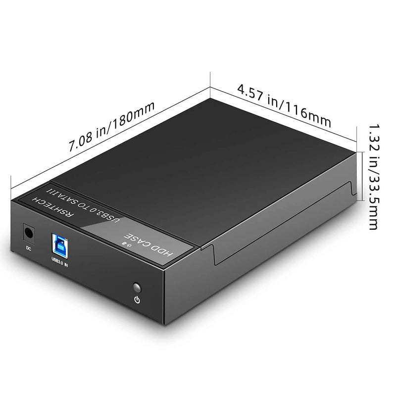 Hard Drive Enclosure, RSHTECH USB 3.0 to SATA External Hard Drive Docking Station for 3.5 inch SATA I/II/III HDD SSD Up to 16TB Support UASP (Black) - LeoForward Australia