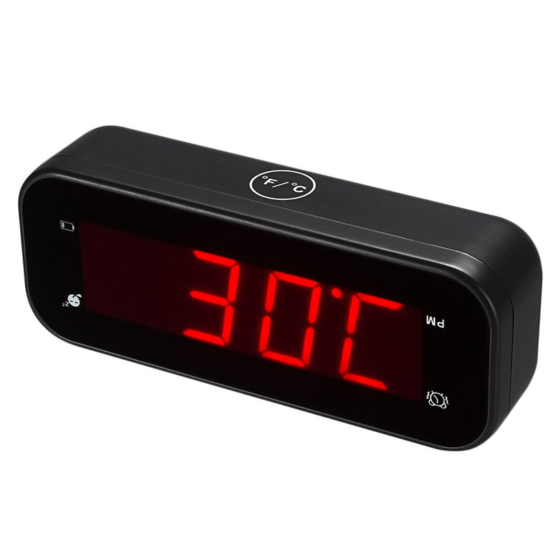  [AUSTRALIA] - Kwanwa Small Digital Alarm Clock for Travel with LED Temperature or Time Display Stays On,Battery Powered Only 0.9 in LED Display