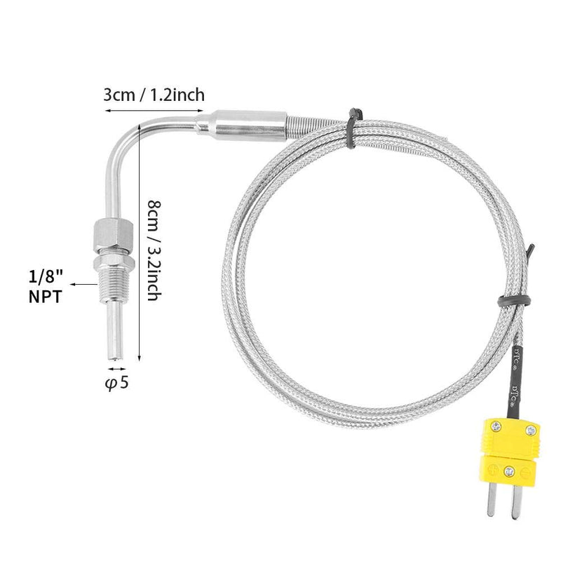 EGT K Type Thermocouple, 1/8" NPT Stainless Steel EGT Thermocouple Mini K Type Connector for Exhaust Gas Temp Probe with Exposed Tip & Connector, Adjustable Pressure Lock - LeoForward Australia