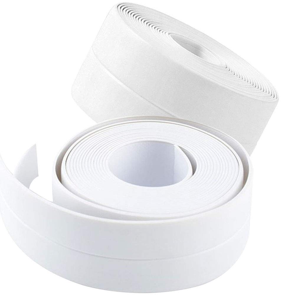  [AUSTRALIA] - 2 Pack Tape Caulk Strip, PVC Self Adhesive Caulking Sealing Tape for Kitchen Sink Toilet Bathroom Shower and Bathtub, 1-1/2" x 11' White White 2PCS