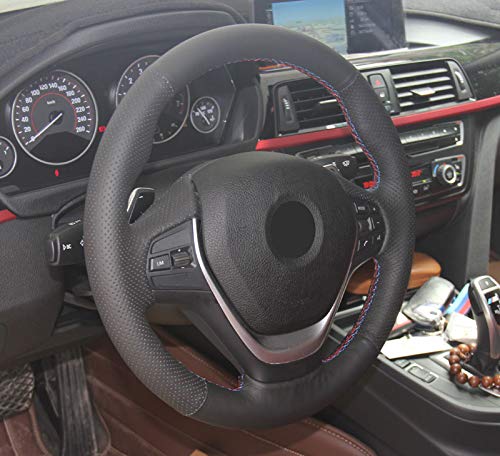  [AUSTRALIA] - Eiseng Car DIY Steering Wheel Cover Customized for BMW 3 Series F30 F31 F34 2013-2018/4 Series F32 F33 F36 / 2 Series F45 F46 Black Microfiber Leather Interior Accessories