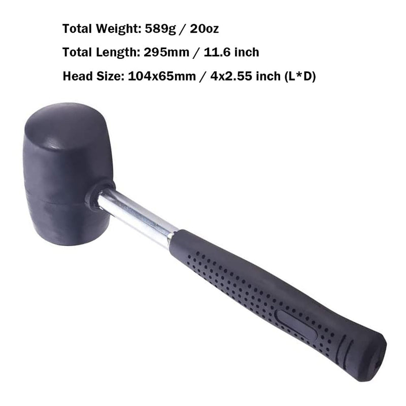  [AUSTRALIA] - Utoolmart 20 Ounce Rubber Mallet Hammer 65mm Diameter with Anti-Slip PVC Coated Handle Tool for Floor Installation