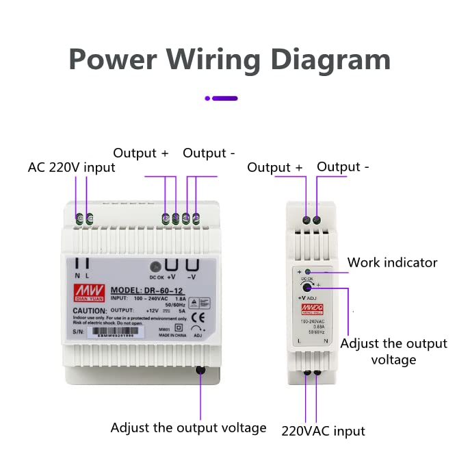  [AUSTRALIA] - DR 60-12 AC/DC 60W 100-240V transformer DIN rail power supply industrial power supplies PWM control with one output high-precision DIN rail (DR 60-12) DR-60-12