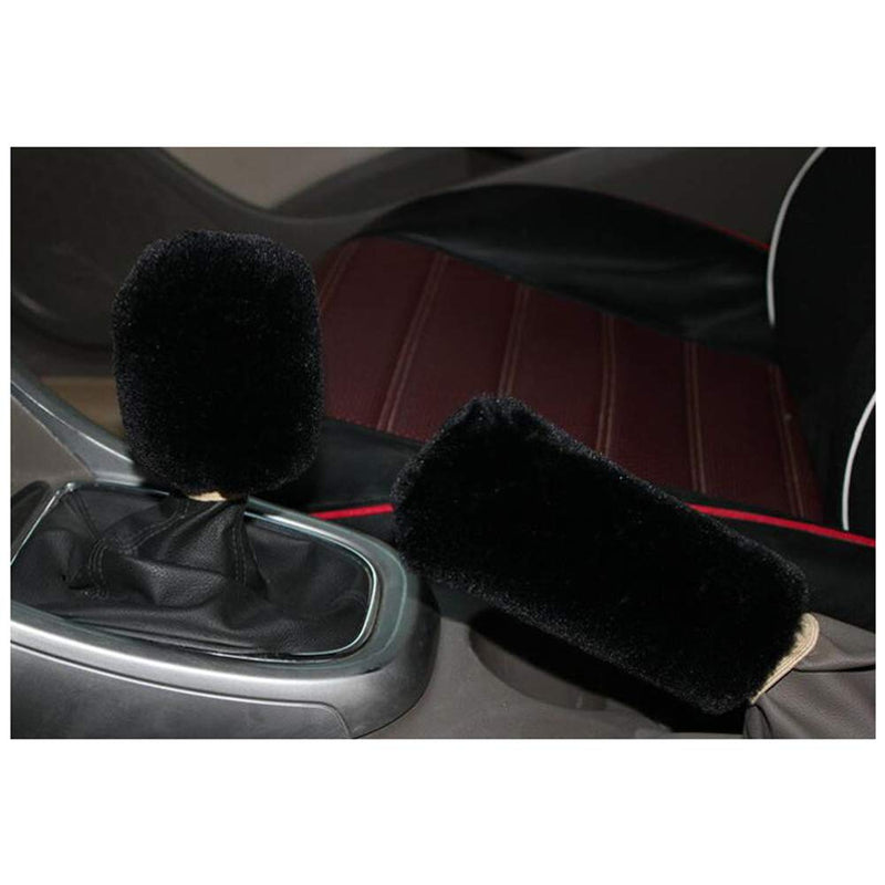  [AUSTRALIA] - Siyibb Warm Plush Car Handbrake Cover Gear Shift Knob Cover Set - Black