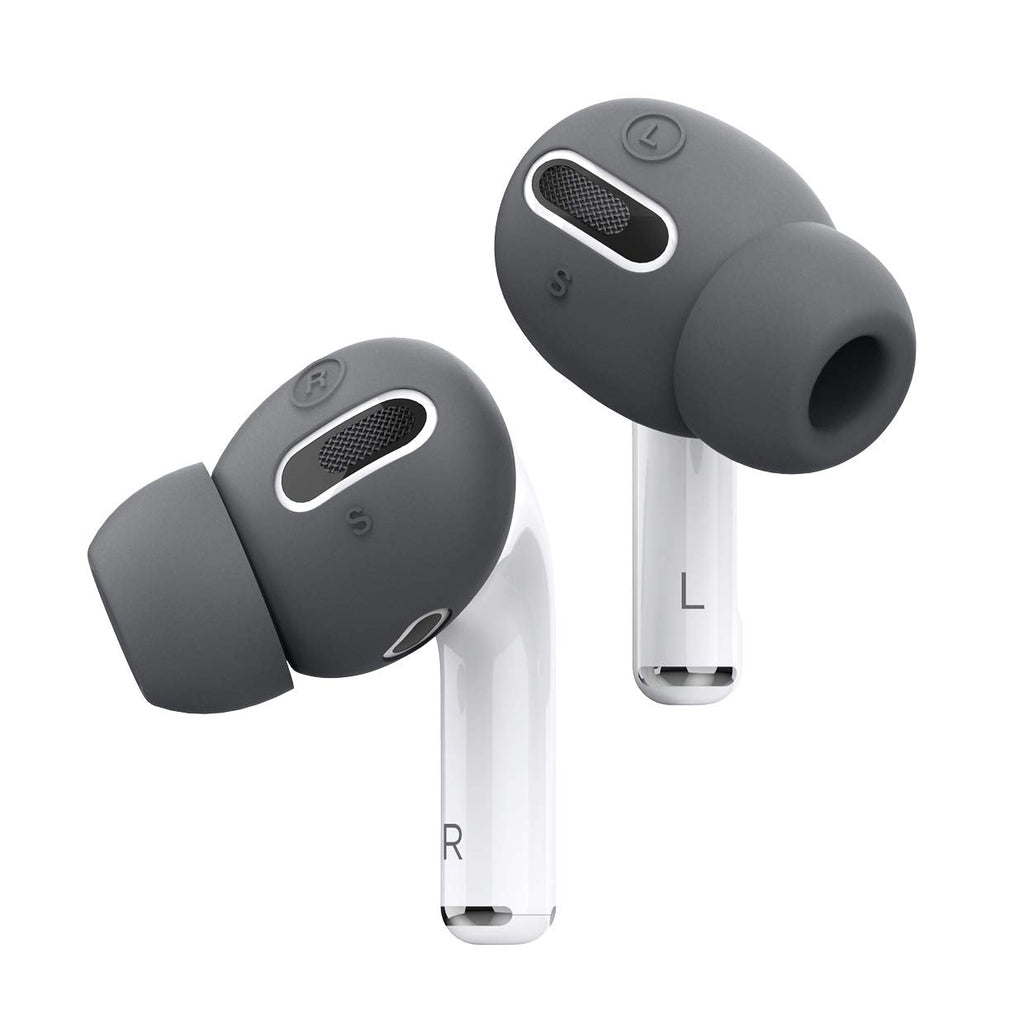  [AUSTRALIA] - elago [6 Pairs] AirPods Pro Ear Tips with Integrated Earbuds Cover Designed for Apple AirPods Pro, Fit in The Case, Anti-Slip, [3 Sizes: Large + Medium + Small] [US Patent Registered] (Dark Grey) Dark Grey