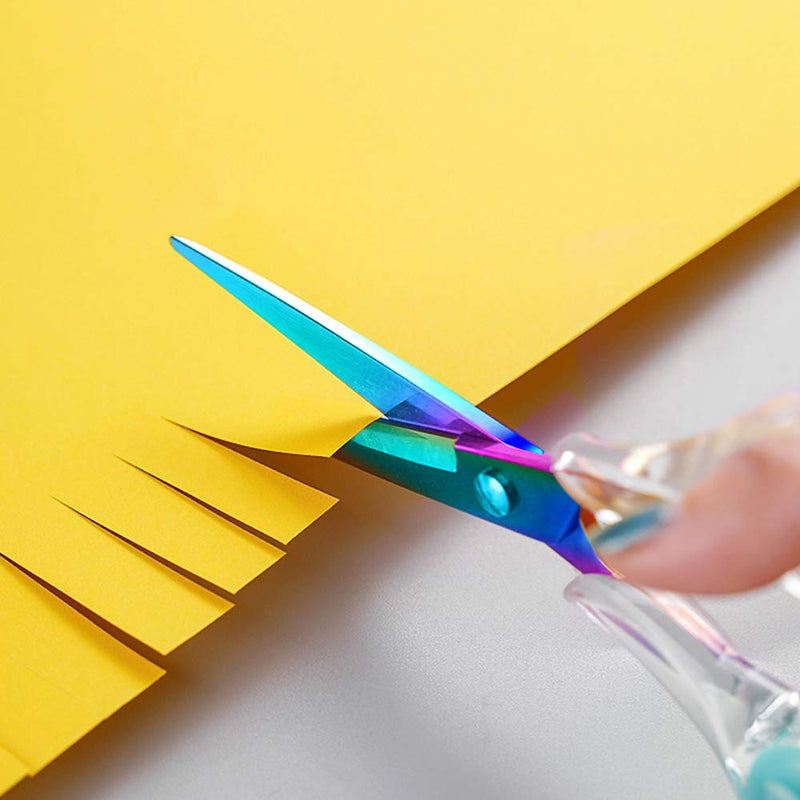  [AUSTRALIA] - Acrylic Scissors,Multipurpose Stylish Scissors, Stainless Steel Scissors with Clear Acrylic Handle, Stationery Paper Cutting Tool for Office, Home, School (Rainbow)