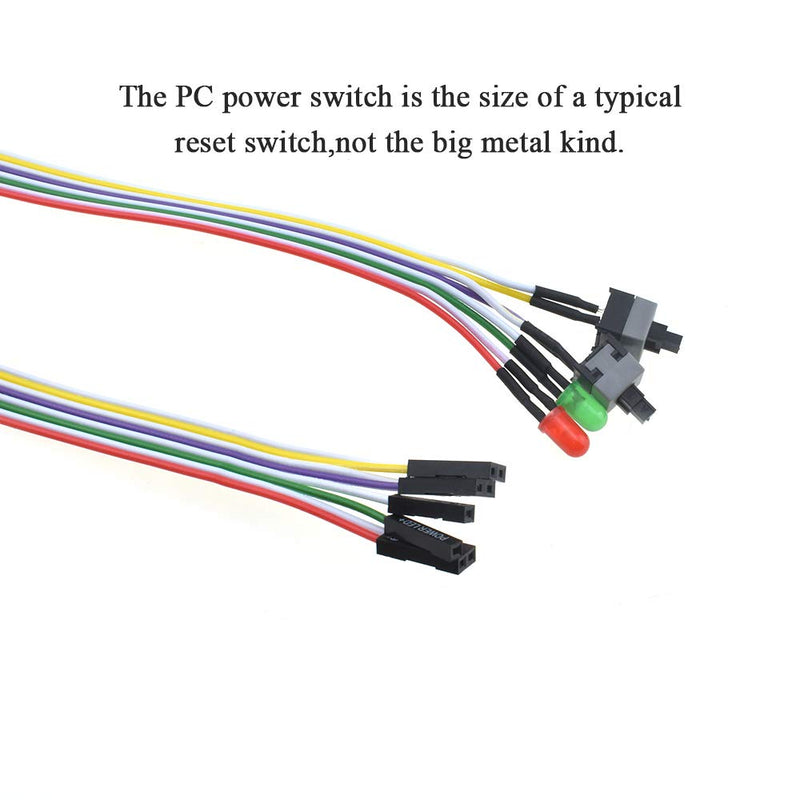  [AUSTRALIA] - Boscoqo PC Power Switch Cable 2Pin ATX ON/Off Reset Push Button Wire Cord LED Glow Clearly Color Mark Easily Start and Solder Computer Motherboard Case Convenient Black and Red 65cm 1piece LED 1 Piece