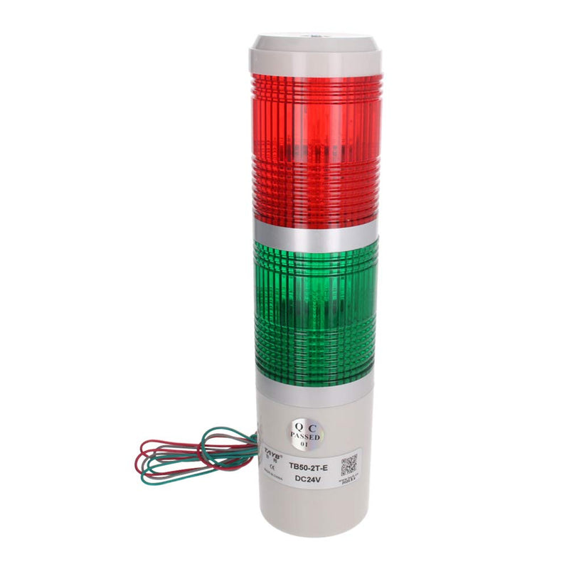  [AUSTRALIA] - Aicosineg Tower Stack Light for Industrial Factory Workshop Safety Signal Warning Lamp 2 Tiers Red and Green Lights Without Sound Buzzer 24V 3W 1Pcs
