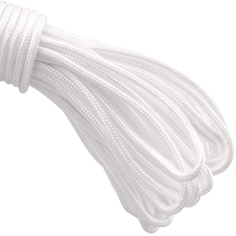  [AUSTRALIA] - 98 ft Nylon Rope,1/4-Inch Solid Braid Nylon Rope,White Flagline Rope,All Purpose Tie-Down Ropes for Garden,Tie,Pull,Swing,Knot (Thick 6mm) White