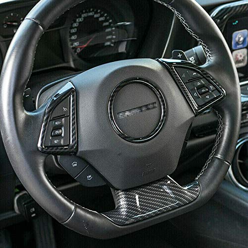  [AUSTRALIA] - RT-TCZ 4pcs Carbon Fiber ABS Steering Wheel Button Cover for Chevrolet Camaro 2017-2019