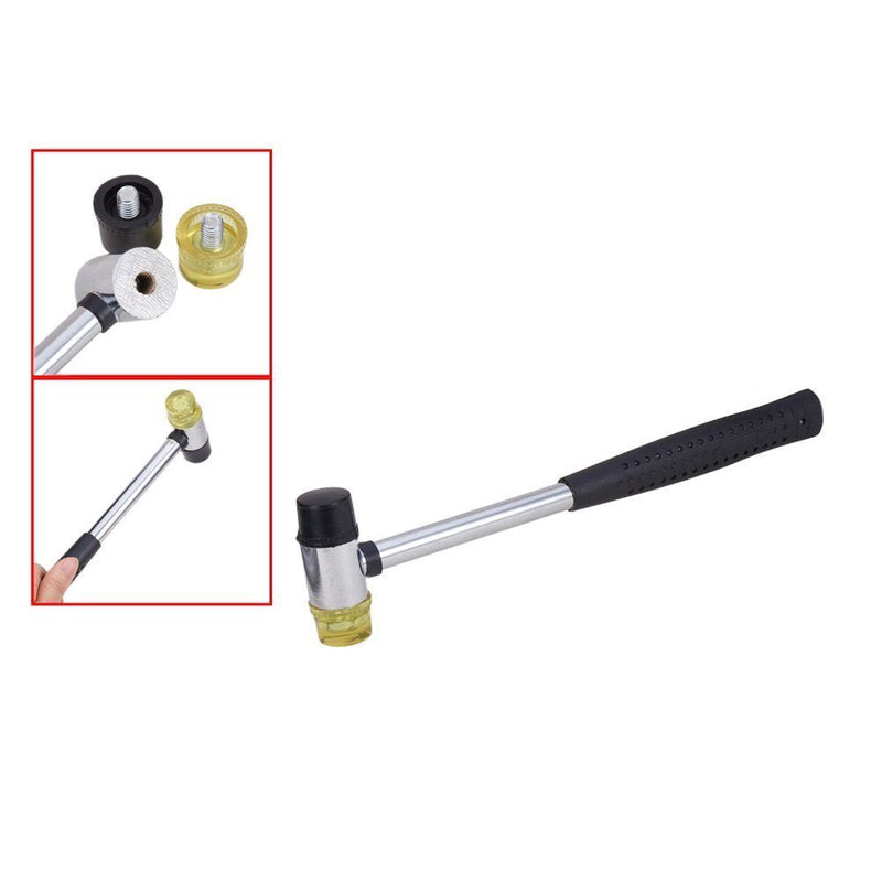  [AUSTRALIA] - Rannb Dual Head Nylon Rubber Hammer Soft Mallet with 2 Soft Rubber & 2 Hard Plastic Head Tips 23mm Head Dia 23mm Dia