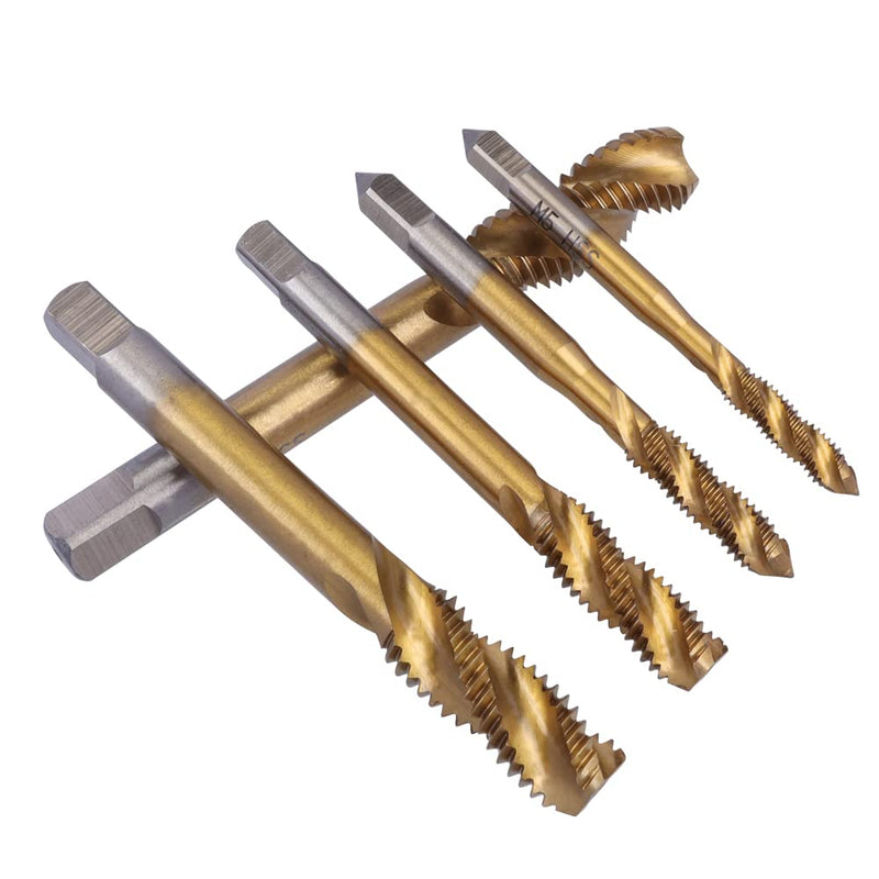  [AUSTRALIA] - Mesee 9 pieces spiral tap, HSS titanium coated tap, spiral groove drill machine tap set, metric thread steel tap set tools - M2 M2.5 M3 M4 M5 M6 M8 M10 M12