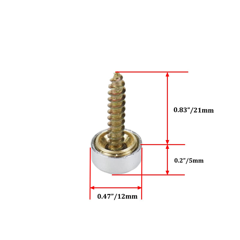  [AUSTRALIA] - Rannb 12mm/0.47" Dia Brass Smooth Surface Decorative Mirror Screws Cap Cover Nails Sign/Advertising Hardware - Pack of 20