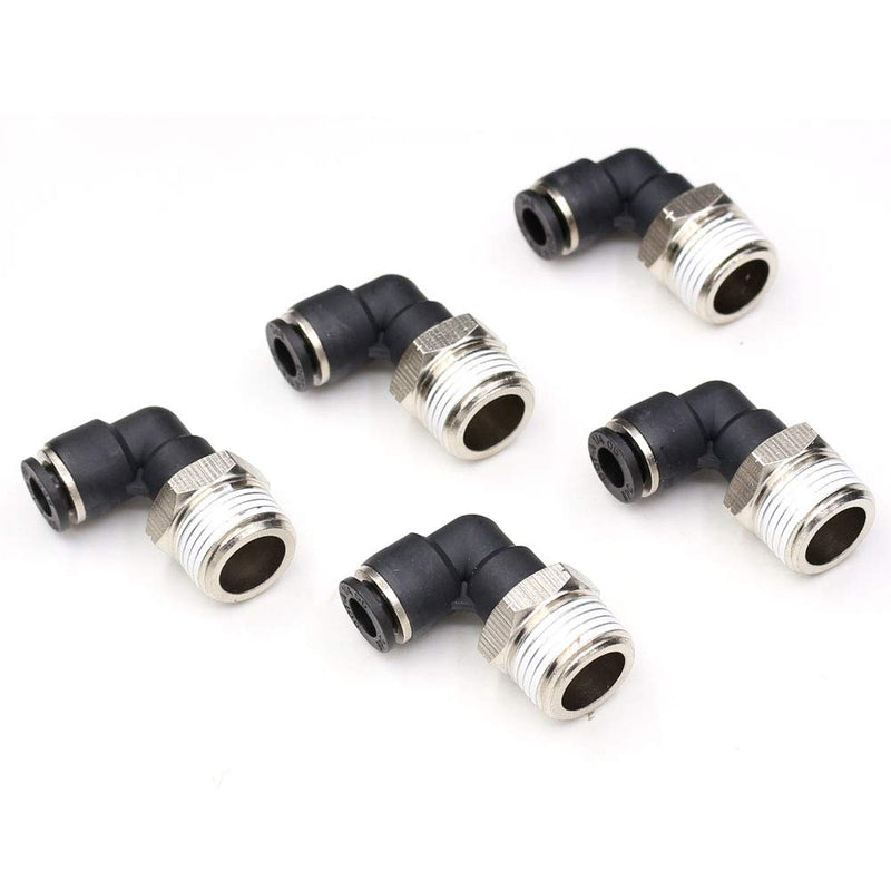  [AUSTRALIA] - CEKER 1/2 Elbow Male Airlines Push Fittings 90 Degree Push to Connect Fittings Air Fittings, PL 1/4" Od x 1/2" Npt Thread Pneumatic Push In Connectors Quick Connect Tube Fittings 5Packs 1/4" OD X 1/2" MNPT 5