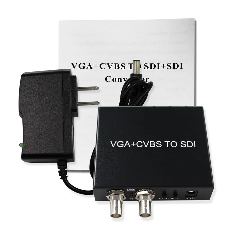  [AUSTRALIA] - VGA+CVBS to SDI Converter,VGA AV+R/L Audio to SD/HD/3G SDI Box Broadcas,Two sdi Out Port , with us Power Adapter