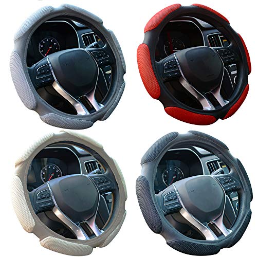  [AUSTRALIA] - FHQSX Auto Steering Wheel Cover Soft Hand Pad Cushion Slip-on Universal Fit 15'' / 38 cm (Black&red) black&red
