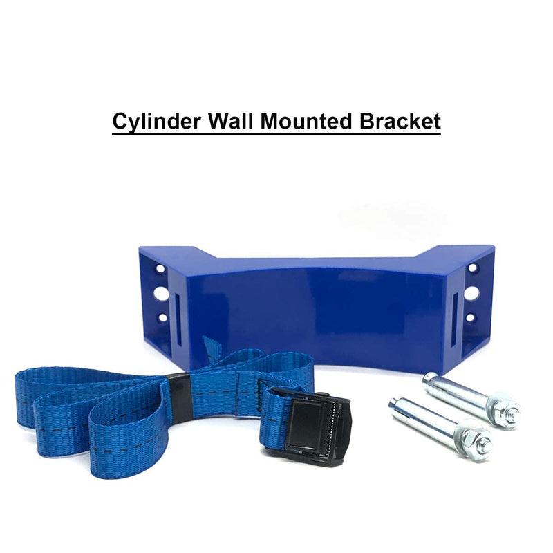  [AUSTRALIA] - Cylinder Wall Mounted Bracket Gas Cylinder Bracket Durable ABS Gas Cylinder with Screws and Safety Chain Supported 4"-12", for 1Cylinder Pack of 1 Blue (Blue)