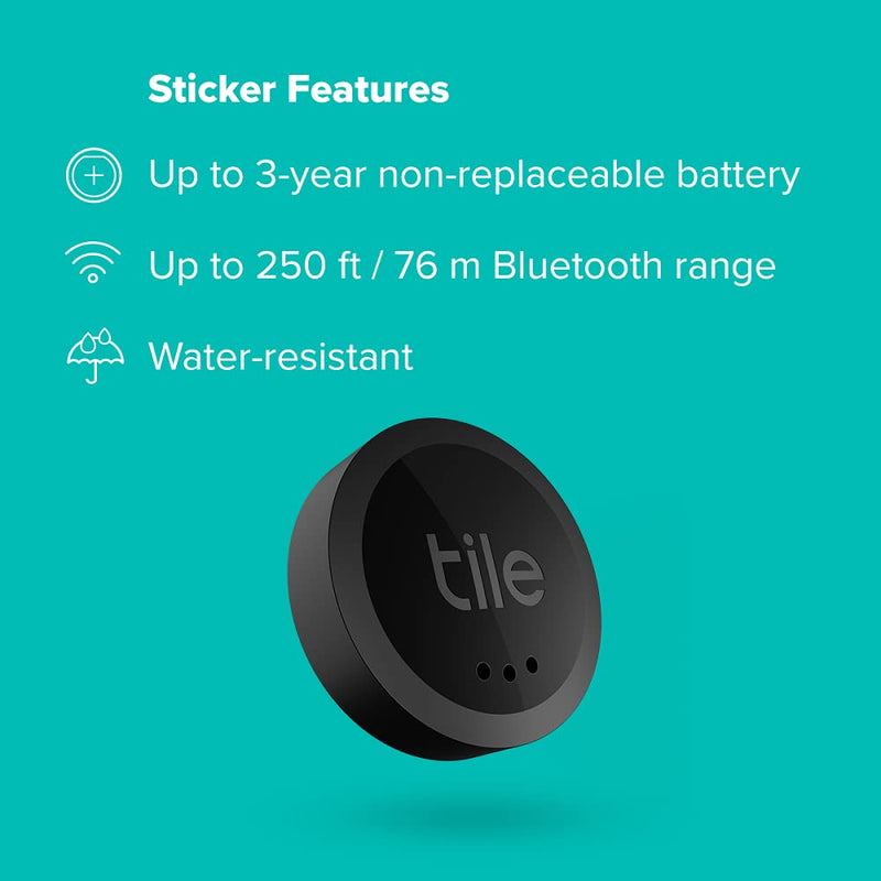  [AUSTRALIA] - Tile Sticker (2022) 1-Pack. Small Bluetooth Tracker, Remote Finder and Item Locator, Pets and More; Up to 250 ft. Range. Water-Resistant. Phone Finder. iOS and Android Compatible. 1 Pack Sticker - 2022 Model