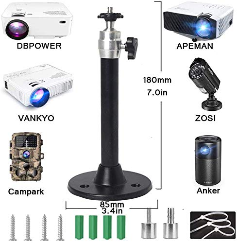  [AUSTRALIA] - 2-Be-Best Universal Ceiling Projector Mount,Hanger 360° Rotatable Head with Length /7inch/180mm Projection for Mini Projector CCTV DVR Camera Black black with thread adapter