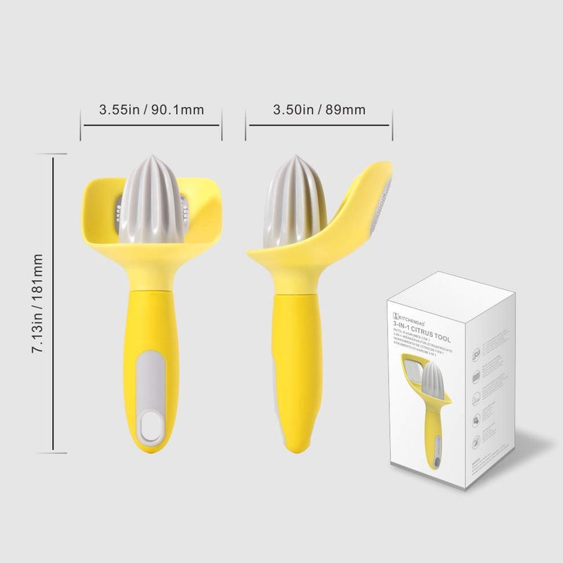  [AUSTRALIA] - 3 in 1 Citrus Tool - Lemon Zester, Channel Knife , Citrus Reamer, Grater - Seed Catcher to Avoid Mess - Soft-Touch Grip - Compact for Easy Storage - Dishwasher Safe - by KITCHENDAO