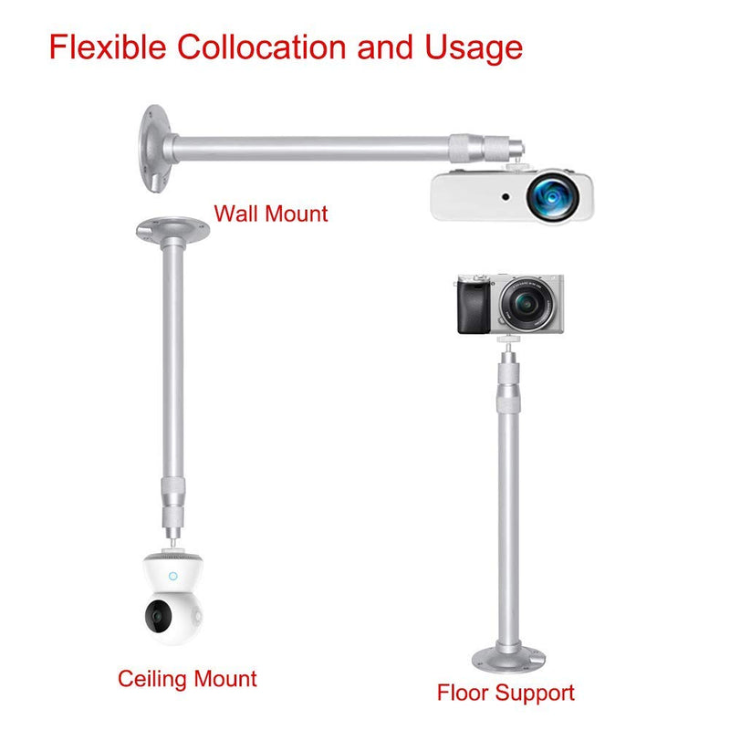  [AUSTRALIA] - Long Projector Ceiling Mount High Profile Universal Thread Height Extendable 23.5-47in / 60-120cm 360° Adjustable Projector Wall Mount Bracket Silver for Projector CCTV DVR Cameras 23.5-47 in