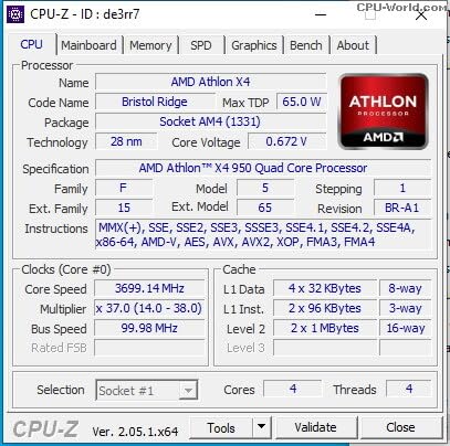  [AUSTRALIA] - AMD Athlon X4 950 CPU 4-Core 4-Thread Desktop Processor 3.5 GHz 2M 65W Socket AM4