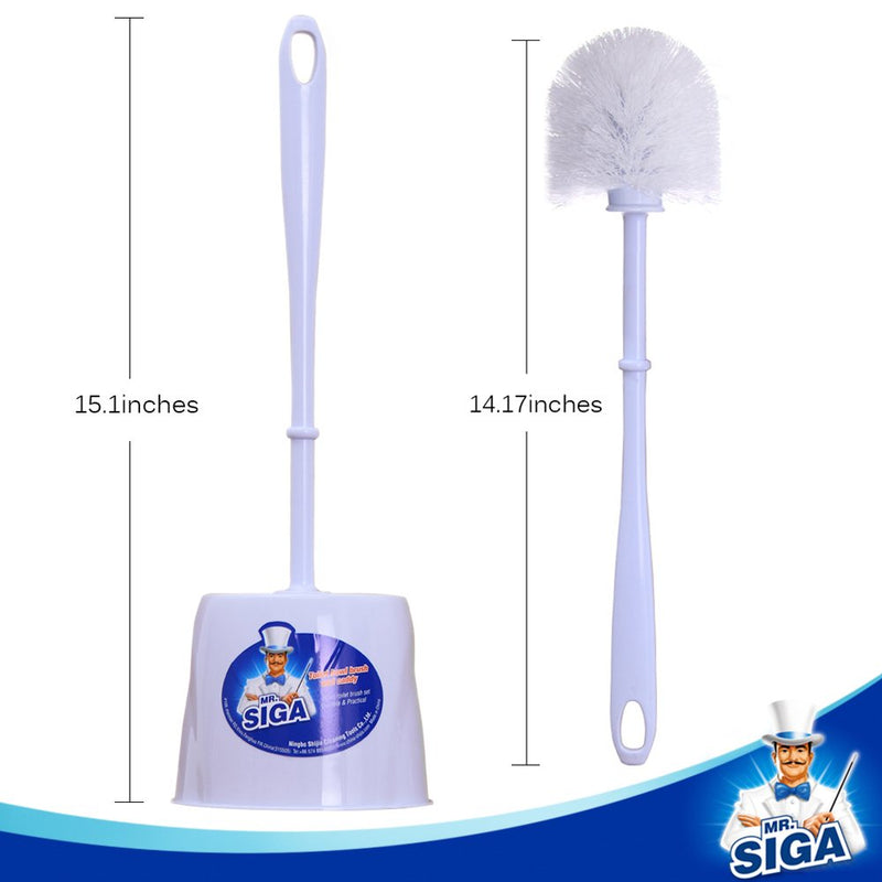  [AUSTRALIA] - MR.SIGA Toilet Bowl Brush and Caddy, Dia 12cm x 38cm Height, Pack of 2 White - Pack of 2
