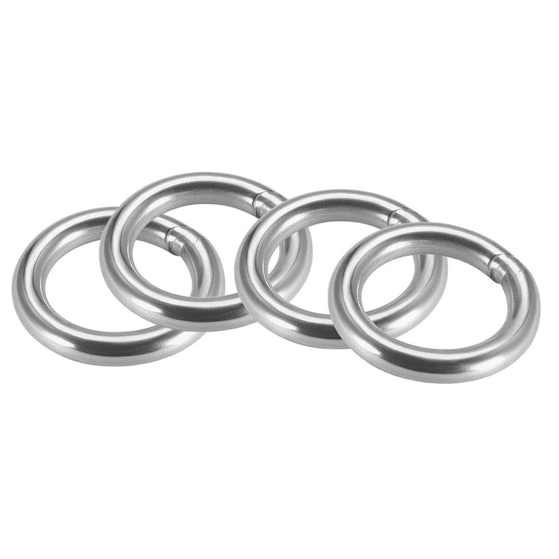  [AUSTRALIA] - uxcell 201 Stainless Steel O Ring 50mm(1.97") Outer Diameter 8mm Thickness Strapping Welded Round Rings 4pcs