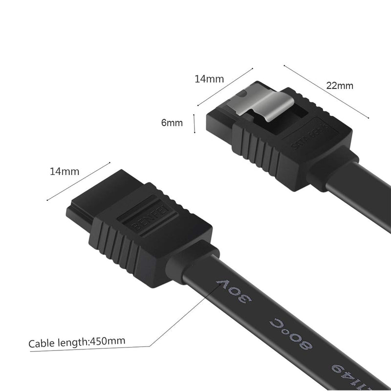 SATA Cable III, BENFEI SATA Cable III 6Gbps Straight HDD SDD Data Cable with Locking Latch 18 Inch Compatible for SATA HDD, SSD, CD Driver, CD Writer - Black - LeoForward Australia