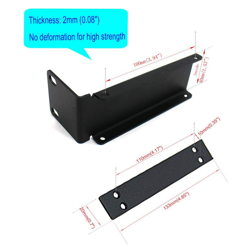  [AUSTRALIA] - Rhinos 1U Rack Mount Bracket Extra Strong Kit Fit for Shure SLX4 2-Mic System Receivers Assembly for 2 Receivers