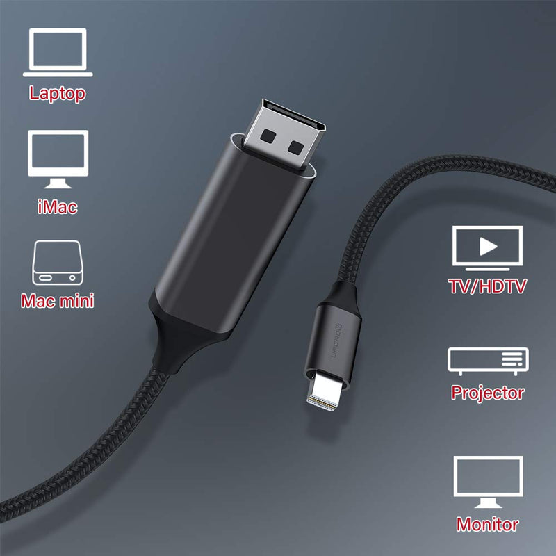  [AUSTRALIA] - UPGROW Mini DisplayPort to DisplayPort Mini DP to DP Cable 6 ft 4K@60Hz Nylon Braid DisplayPort to Mini DisplayPort(Thunderbolt Compatible) Cable 6ft Mini DP/M to DP/M
