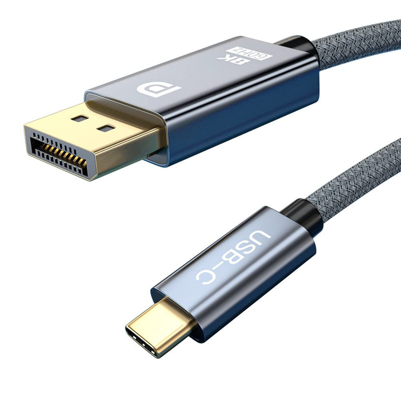  [AUSTRALIA] - USB C to DisplayPort 1.4, QCEs 8K Type C to DP 1.4 Cable 6.6Ft Thunderbolt 3 to DisplayPort 8K@60Hz 4K@144Hz/120Hz 2K@240Hz DP1.4 Adapter Compatible with 2021 MacBook Pro/Air, iPad, Mac Mini, XPS 15 Grey