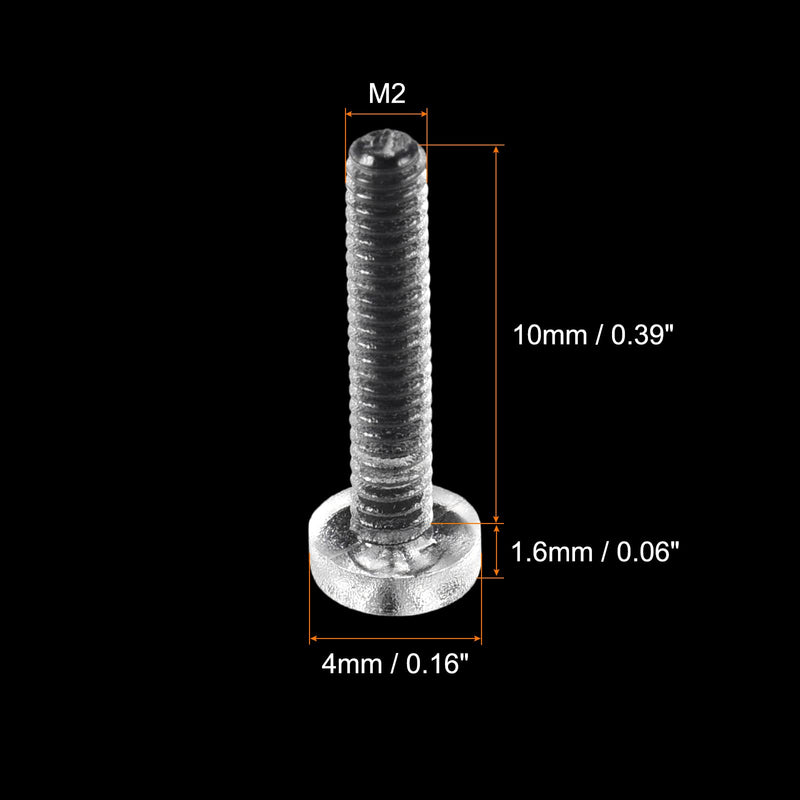  [AUSTRALIA] - uxcell M2x10mm Plastic Phillips Bolts 50pcs PC Pan Head Machine Screws Transparent