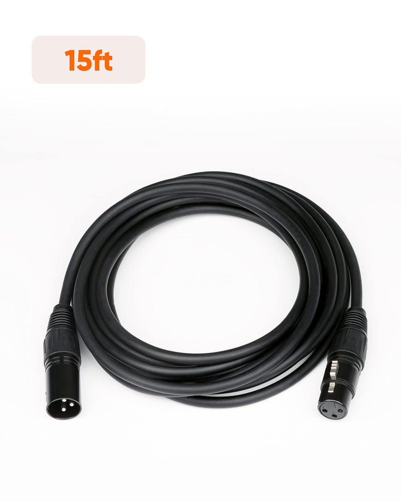  [AUSTRALIA] - XLR Microphone Cable,CableCreation 15FT XLR Male to Female 3PIN Balanced Mic Cords for Recording Applications,Mixers,Speaker Systems,DMX Lights.Black 15 Feet [1-pack]