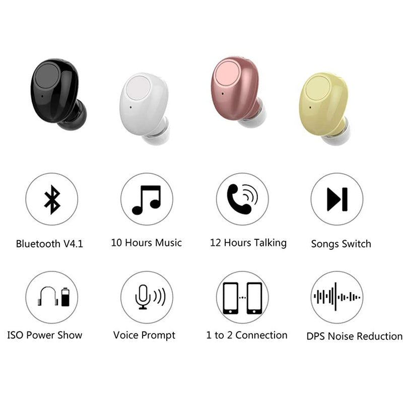 Single Bluetooth Earpiece10 Hrs Playtime,Wireless Headphone, Mini Bluetooth Headset Hands-Free Car Earphone,Cell Phone Bluetooth Earbud for iPhone Samsung Android Phone PC TV Audiobook (White) White - LeoForward Australia