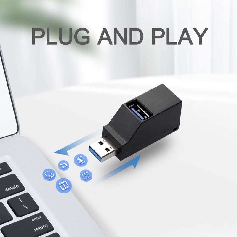 Small USB Hub, JoyReken 3 Port Mini USB Hub 3.0, USB Splitter Adapter Portable for PC, Laptop Black - LeoForward Australia