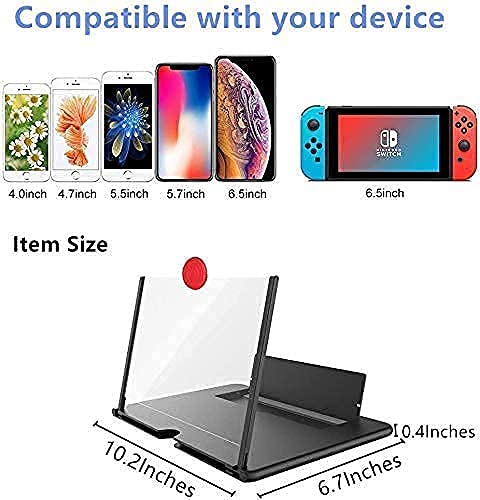  [AUSTRALIA] - Golondy 14 Screen Magnifier for Smartphone|Magnifying Projector Screen with Stand-Cellphone Universal Screen Amplifier for Video and Gaming-Phone|Mount Compatible with All Phones Black