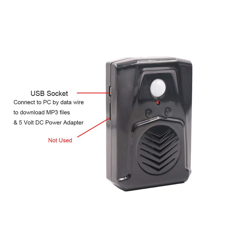  [AUSTRALIA] - Waytronic Replaceable Voice PIR Infrared Motion Sensor Haunted House Scream Box Speaker with USB Download Function Christmas MP3 Horror Happy Music Motion Activated Voice Player Black