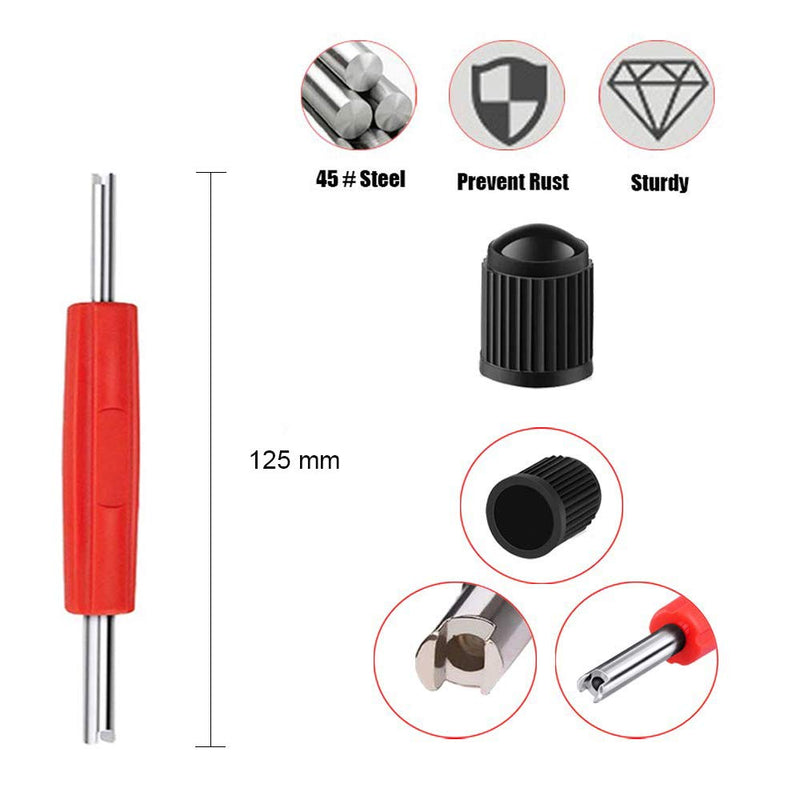  [AUSTRALIA] - ZHSMS Tyre Valve Stem Puller Tools Set with 10 Pcs TR412 Snap-in Valve Stems with Valve Stem Cores, 1 Pcs Dual Single Head Valve Core Remover 1 Pcs 4-Way Valve Tool