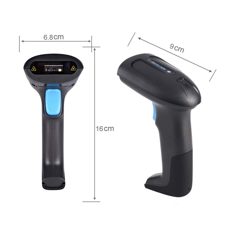  [AUSTRALIA] - REALINN Wireless Barcode Scanner 1D 2D QR Code Scanner USB Rechargeable 1D 2D Automatic Handhold Barcode Reader Cordless with USB Receiver for Warehouse POS and Computer