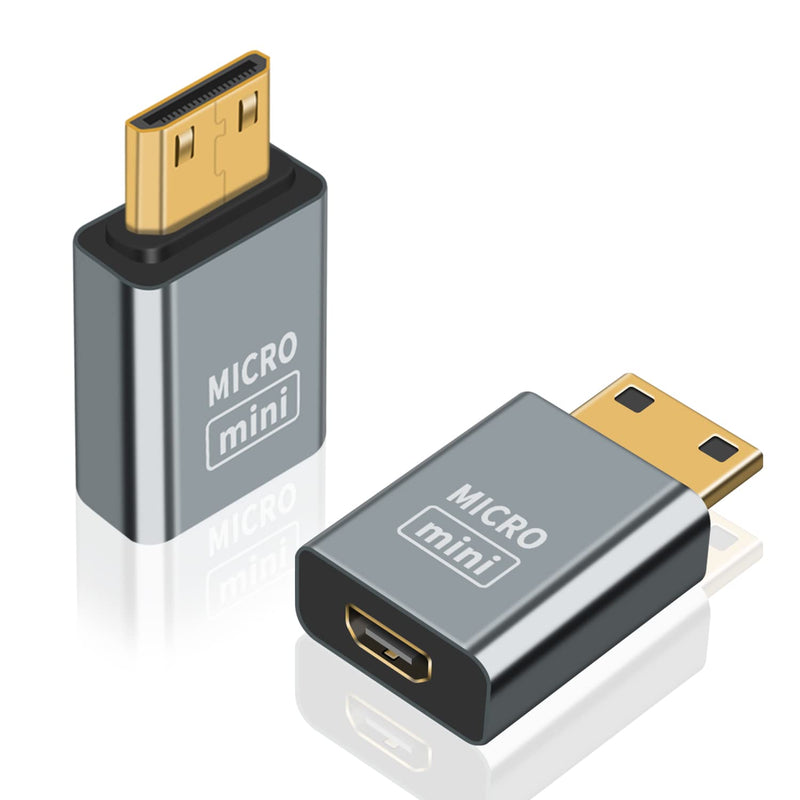  [AUSTRALIA] - Poyiccot Mini HDMI to Micro HDMI Adapter, Mini HDMI Male to Micro HDMI Female Convertor Adapter with 3D/4K 1080P for Laptop, Monitor, Projector, 2Pack