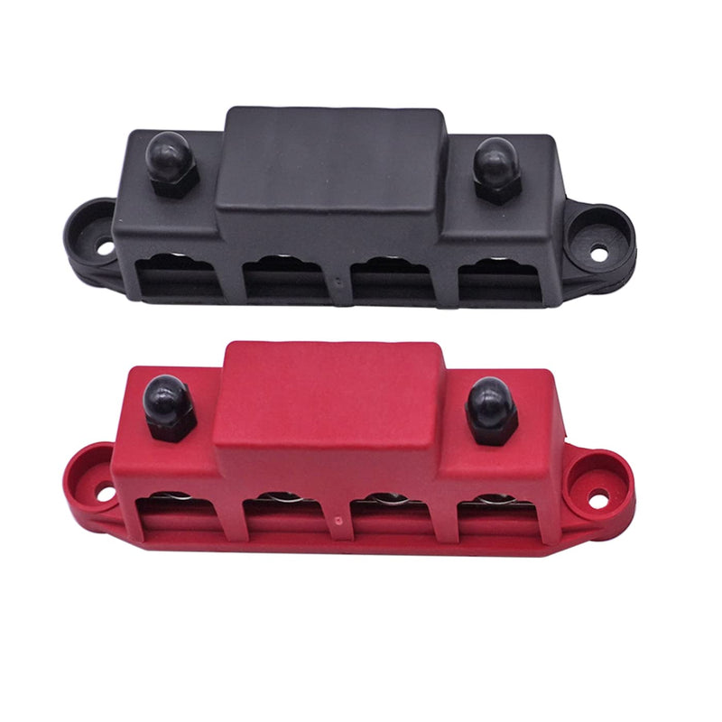  [AUSTRALIA] - Red & Black Power Distribution Block with Cover,5/16" 4 Studs Bus Bar Power Distribution Block for Auto Marine Car Trailer RV Boat 5/16" M8